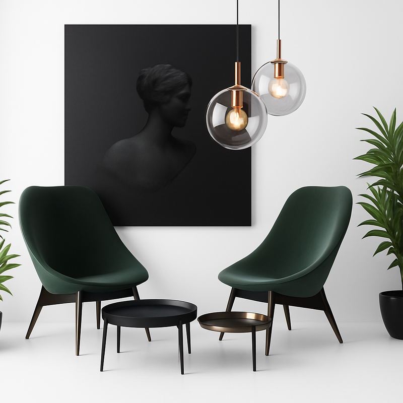 Applique murale avec boule de verre suspendue