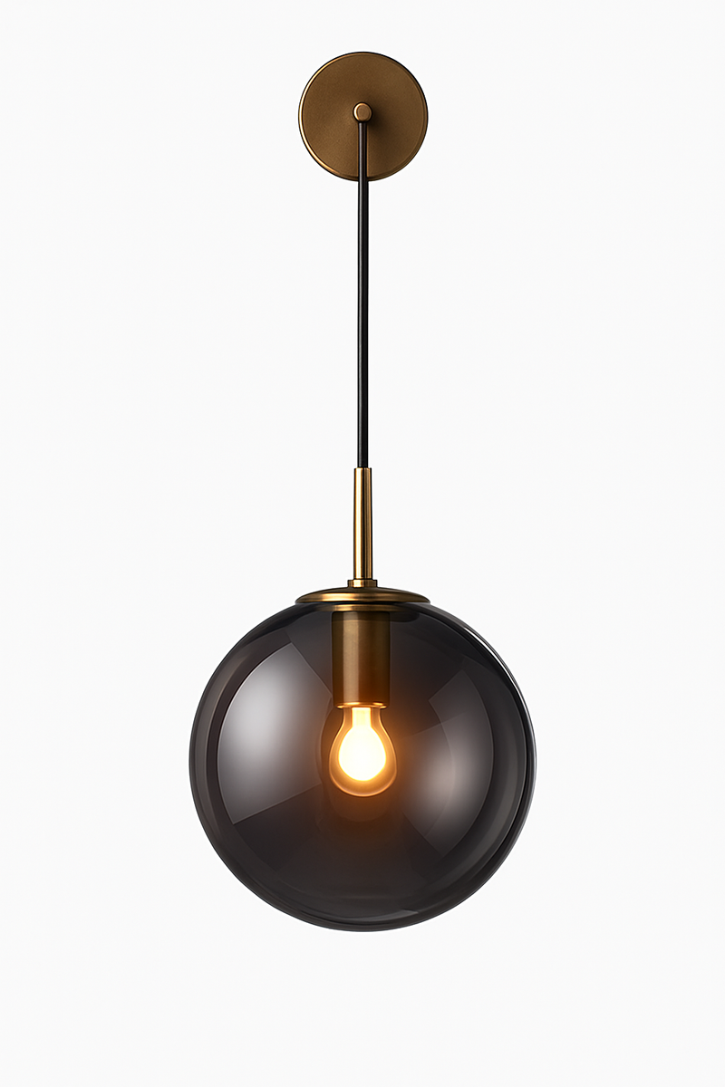 Applique murale avec boule de verre suspendue