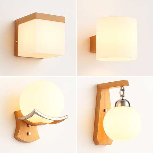 Applique murale bois verre LED nordique chevet maison intérieur