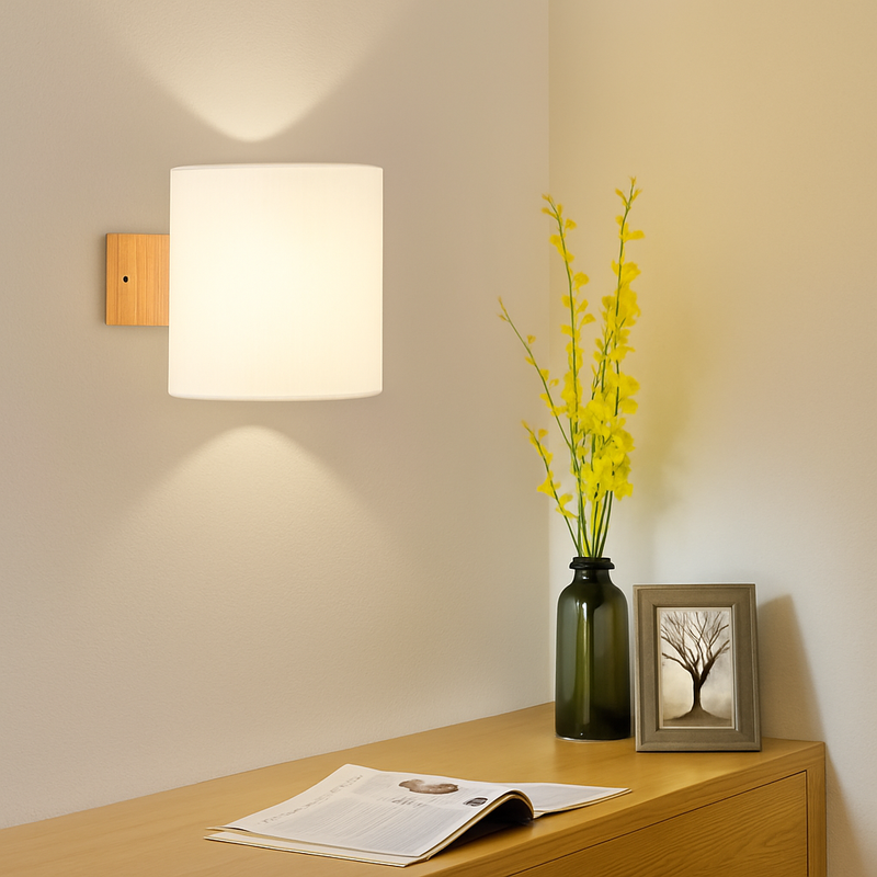 Applique murale bois verre LED nordique chevet maison intérieur