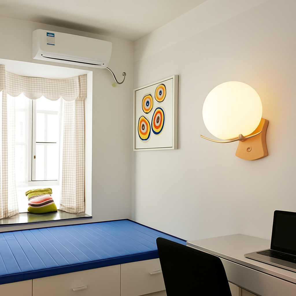 Applique murale bois verre LED nordique chevet maison intérieur - vue 4 sur 20