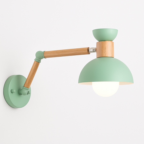 Applique murale bras articulé à LED en métal et bois