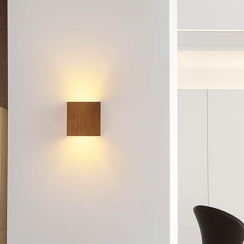 applique murale cube led bois et métal - vue 4 sur 10