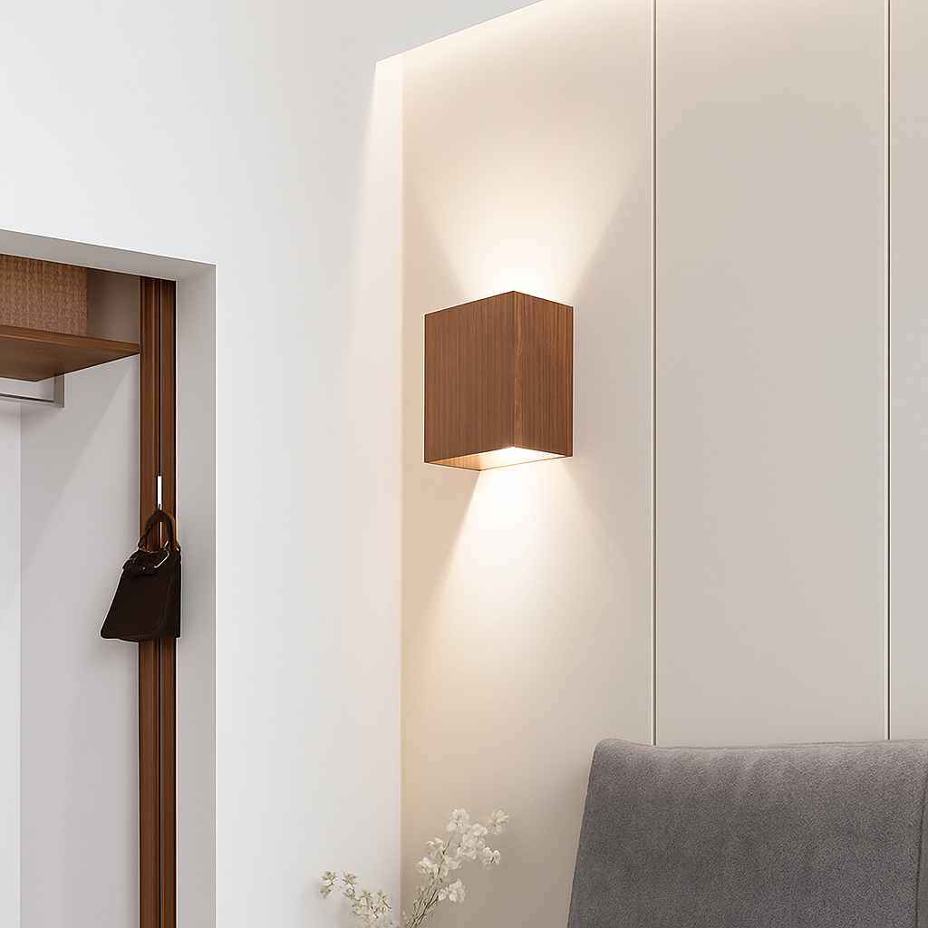 applique murale cube led bois et métal - vue 5 sur 10