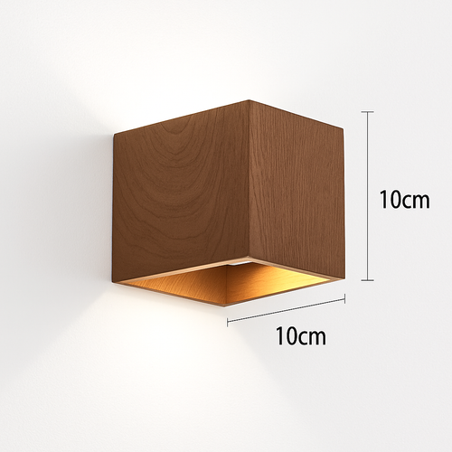 applique murale cube led bois et métal - vue 9 sur 10