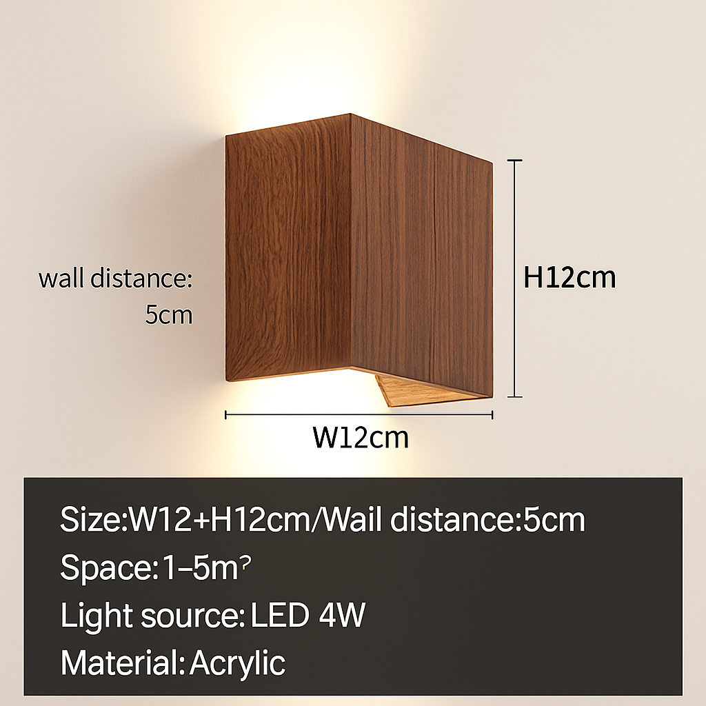 applique murale cube led bois et métal - vue 9 sur 10