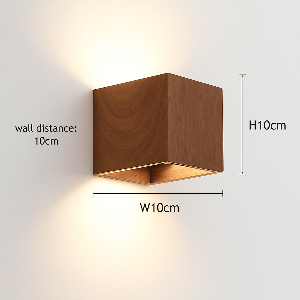 applique murale cube led bois et métal - vue 10 sur 10