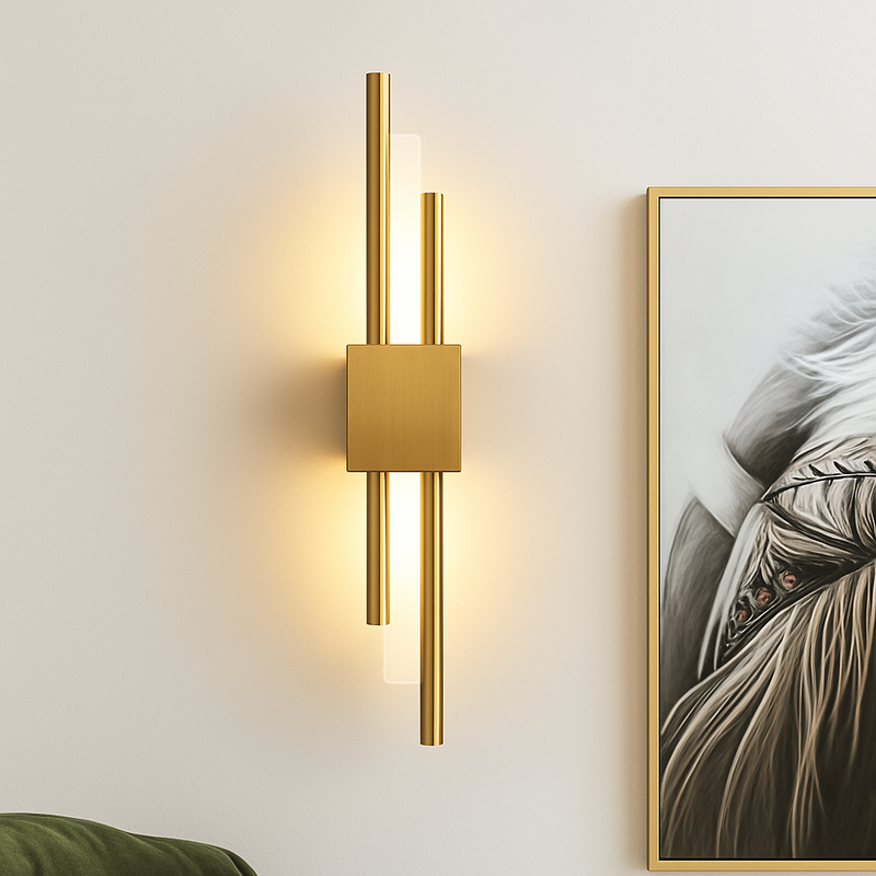 Applique murale design LED avec barre en métal doré Xeres