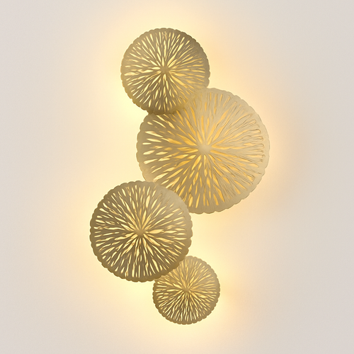 Applique murale design LED avec plusieurs disques doré ou cuivré style fleurs