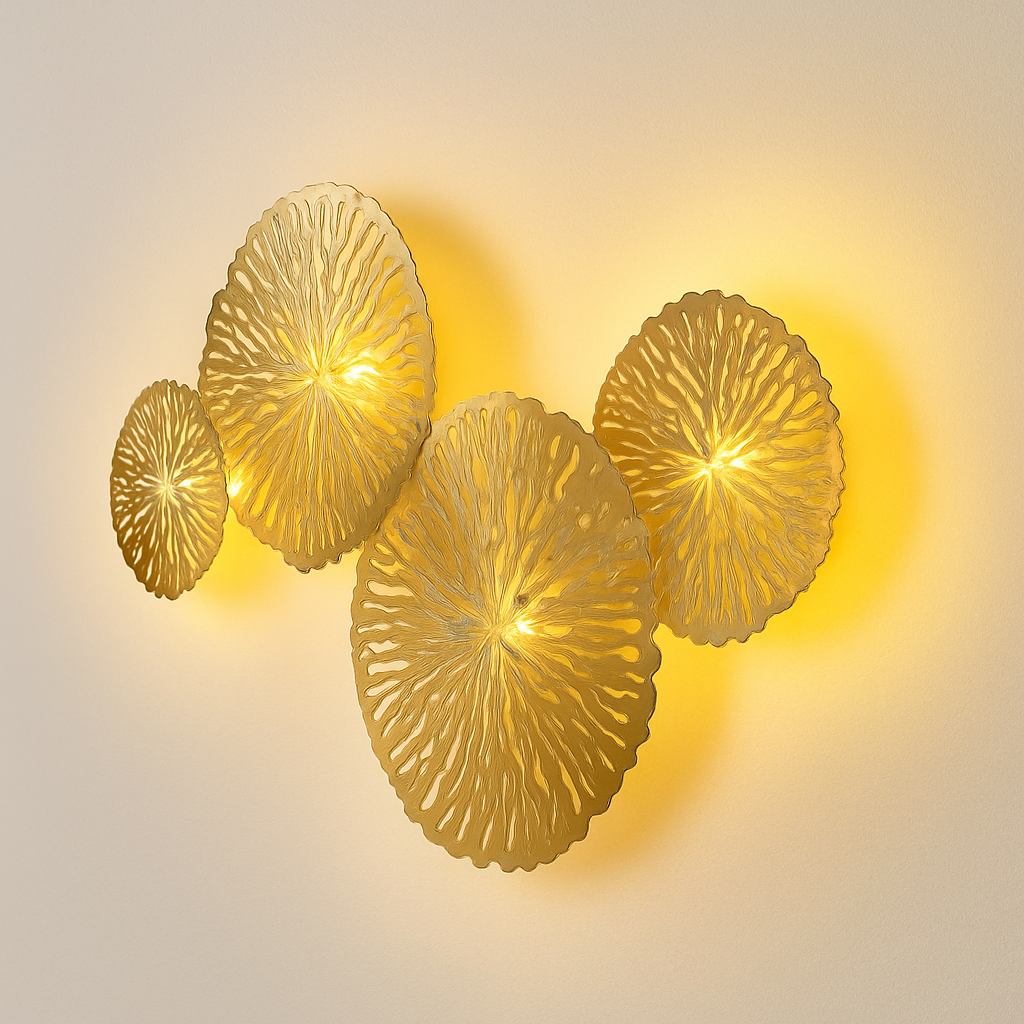 Applique murale design LED avec plusieurs disques doré ou cuivré style fleurs - vue 6 sur 6