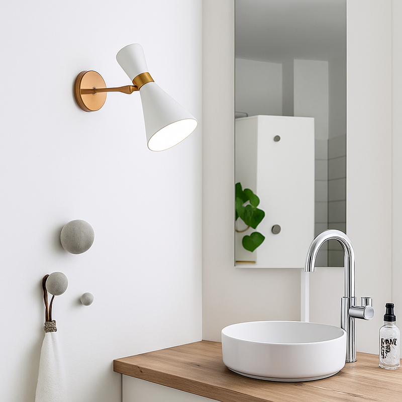 Applique murale design à LED dorée avec abat-jour triangulaire Creative