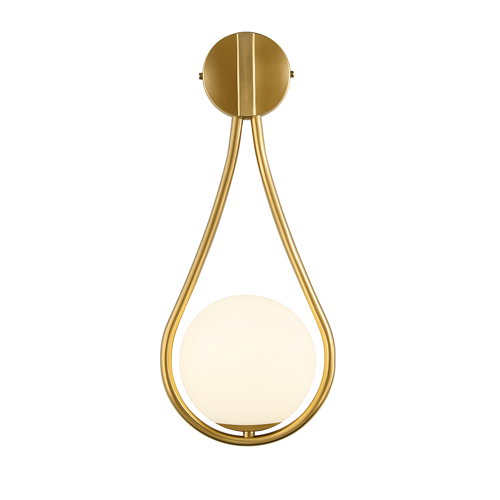 Applique murale design à LED dorée avec boule en verre blanc Shadow - vue 8 sur 8
