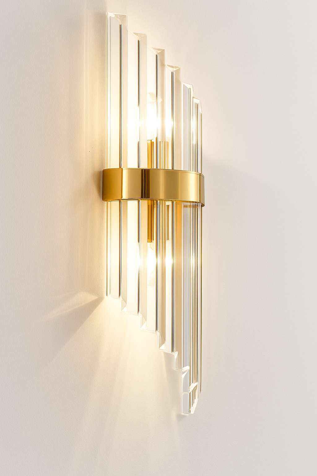 Applique murale design à LED dorée avec verre cristal en cascade Luxury - vue 5 sur 7