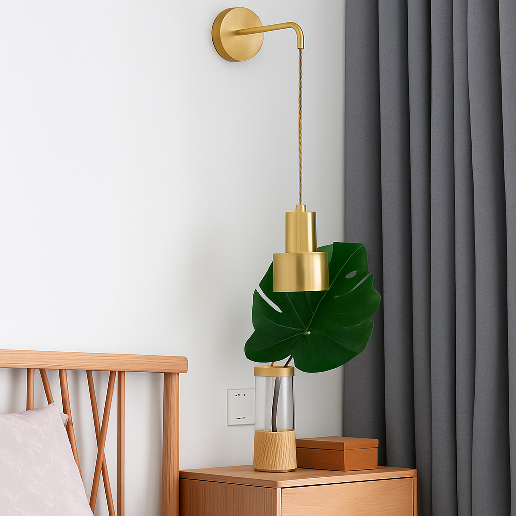Applique murale dorée avec lampe suspendue - vue 4 sur 6