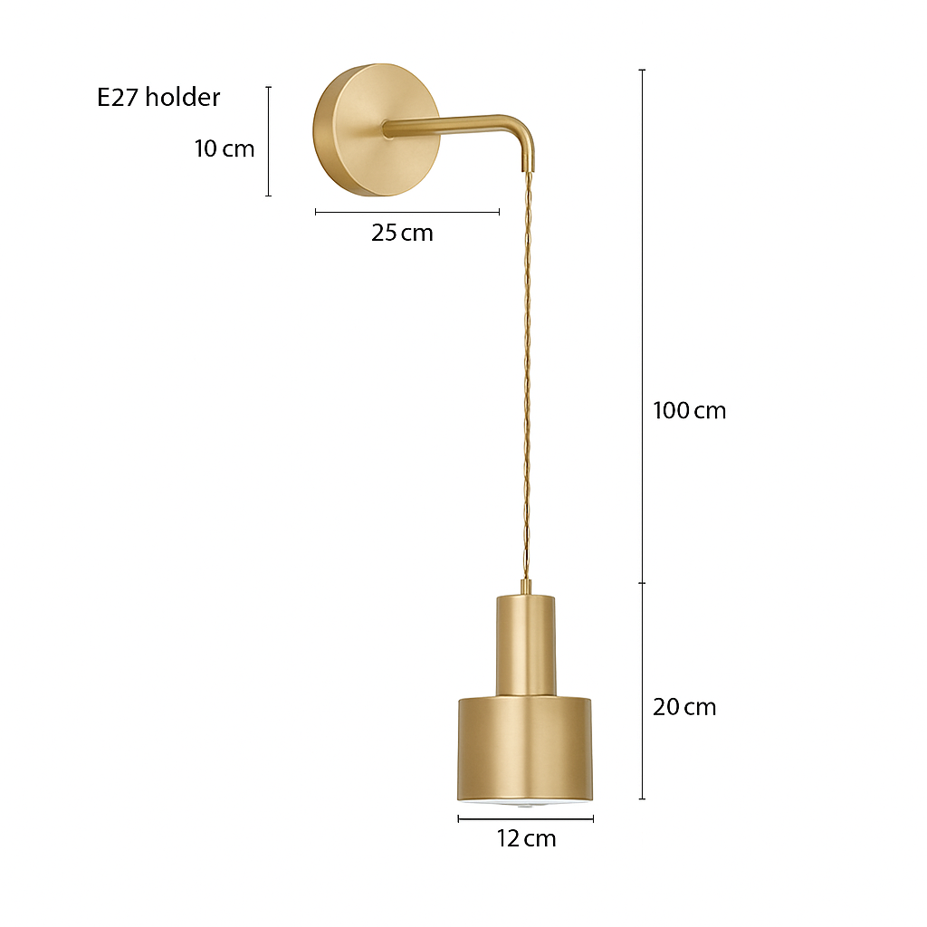Applique murale dorée avec lampe suspendue - vue 7 sur 6