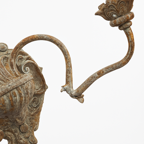 Applique murale à double tête en fer antique style français - vue 4 sur 6
