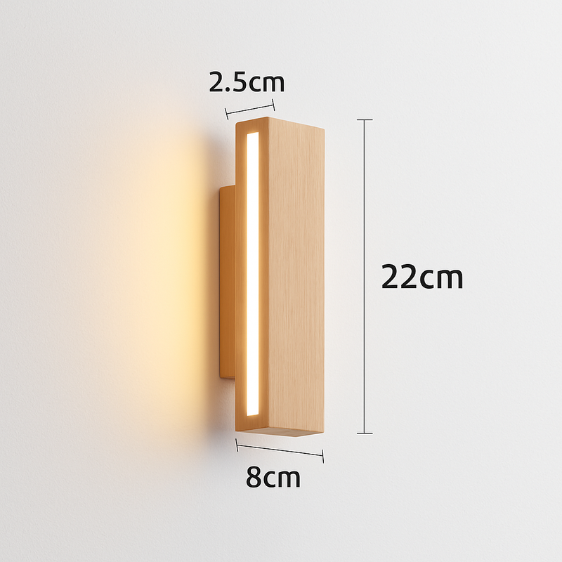 applique murale en bois massif avec éclairage rotatif design naturel