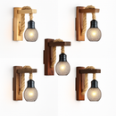 Vintage wood and rope wall light industrial retro style