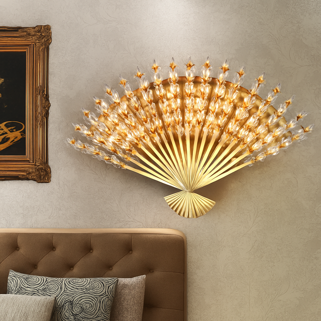 applique murale en cristal design éventail acier inoxydable pour intérieur - vue 3 sur 5