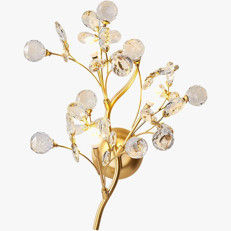 Applique murale en cristal transparent avec Branches de fleurs romantiques