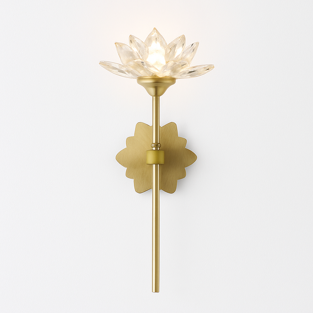 applique murale en cristal zen fleur de lotus vintage à led - vue 5 sur 8