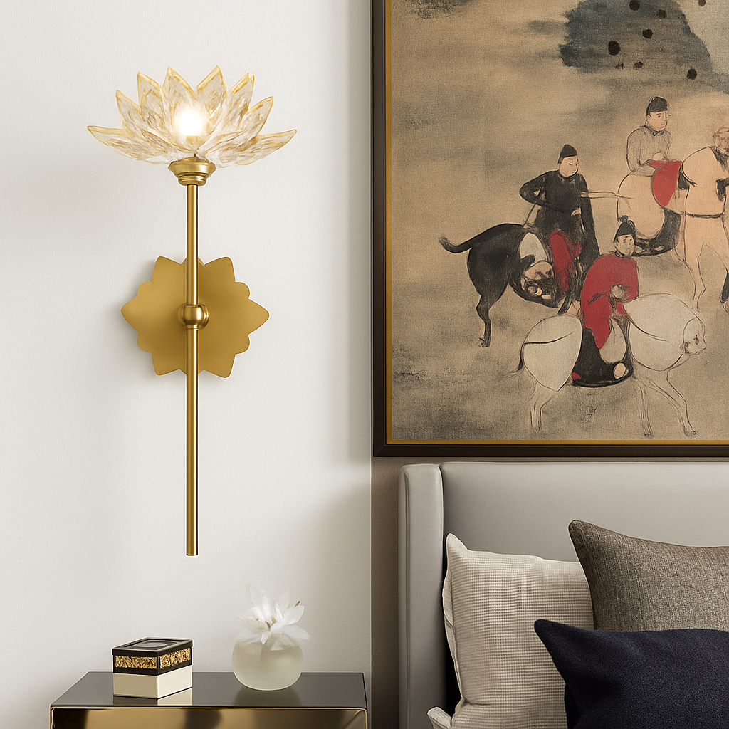 applique murale en cristal zen fleur de lotus vintage à led - vue 4 sur 8