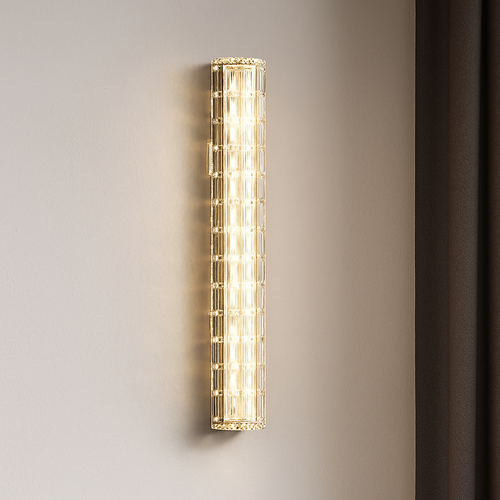 applique murale en cuivre design minimaliste avec lumière en cristal - vue 3 sur 8
