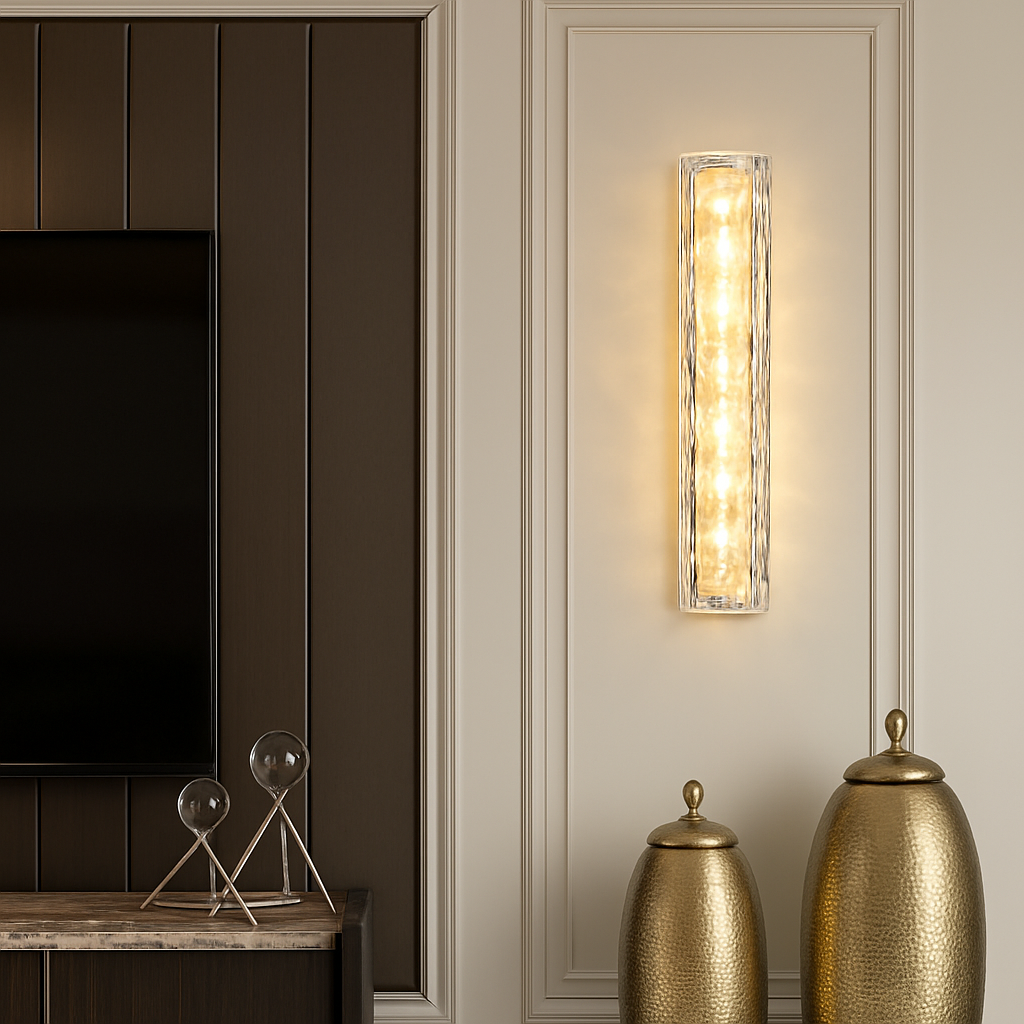 applique murale en cuivre design minimaliste avec lumière en cristal - vue 5 sur 8