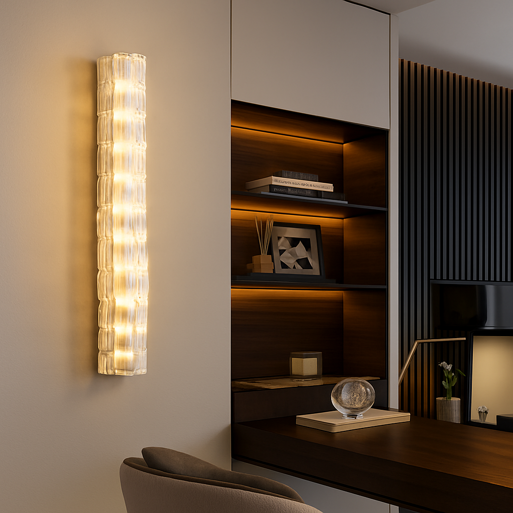 applique murale en cuivre design minimaliste avec lumière en cristal - vue 7 sur 8