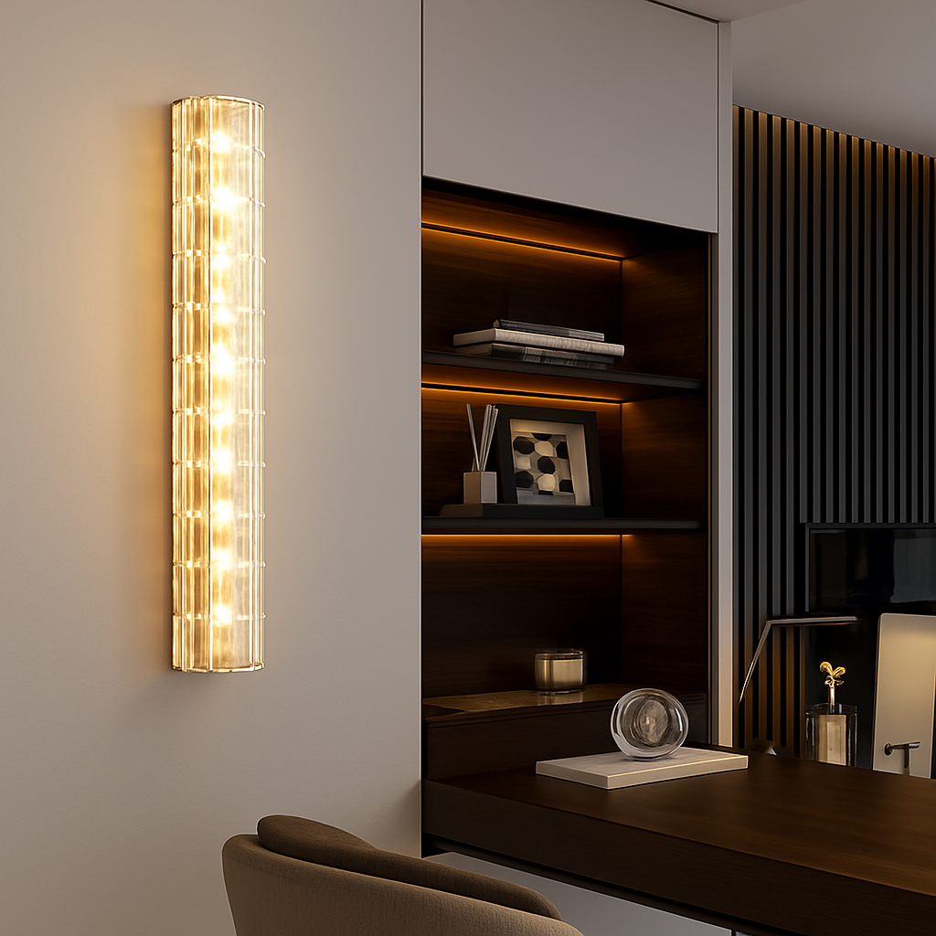 applique murale en cuivre design minimaliste avec lumière en cristal - vue 6 sur 8