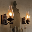 Applique murale en métal et abat-jour en verre retro Kerosene
