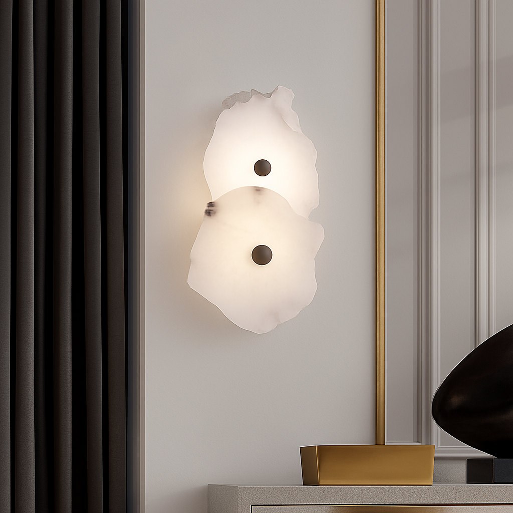 applique murale en marbre naturel et cuivre design moderne haut de gamme - vue 3 sur 12
