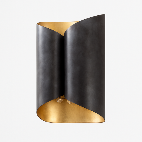 Applique murale enroulée noire et dorée Art