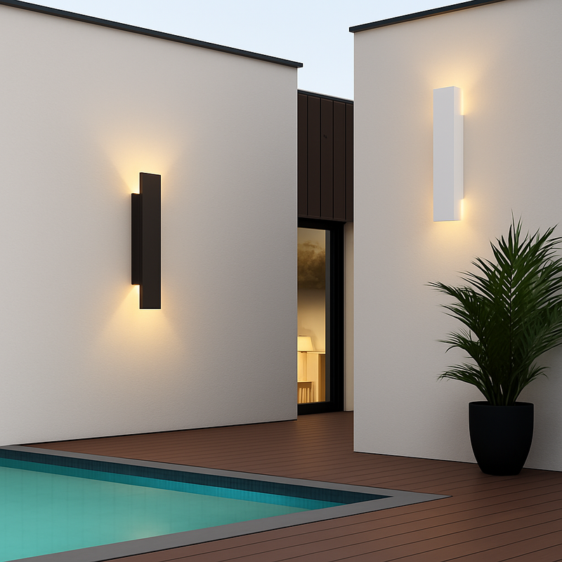 Applique murale extérieures imperméables bande aluminium appliques murales 18W LED noir applique chambre extérieur luminaires extérieurs