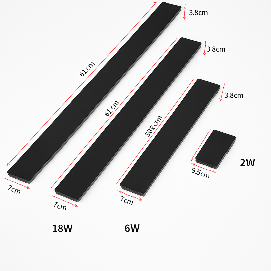 Applique murale extérieures imperméables bande aluminium appliques murales 18W LED noir applique chambre extérieur luminaires extérieurs - vue 6 sur 6