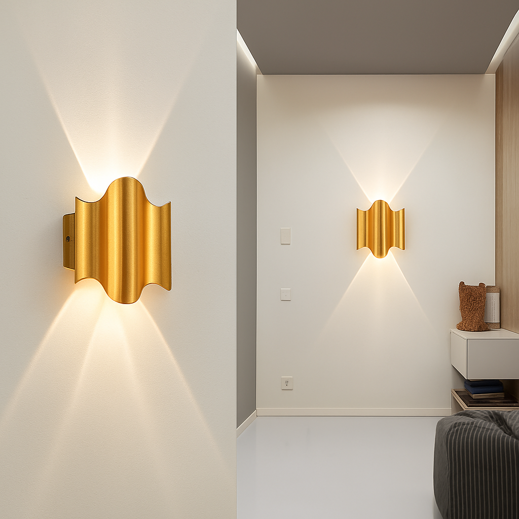 Applique murale extérieures imperméables modernes simples en aluminium lumière extérieure applique intérieure noir or fond applique murale luminaire