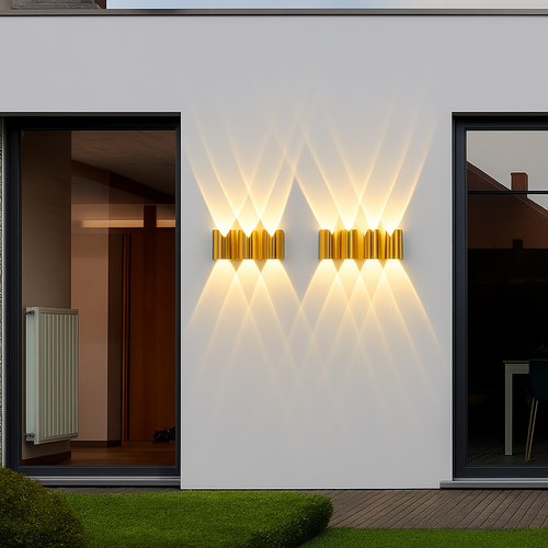 Applique murale extérieures imperméables modernes simples en aluminium lumière extérieure applique intérieure noir or fond applique murale luminaire - vue 3 sur 5