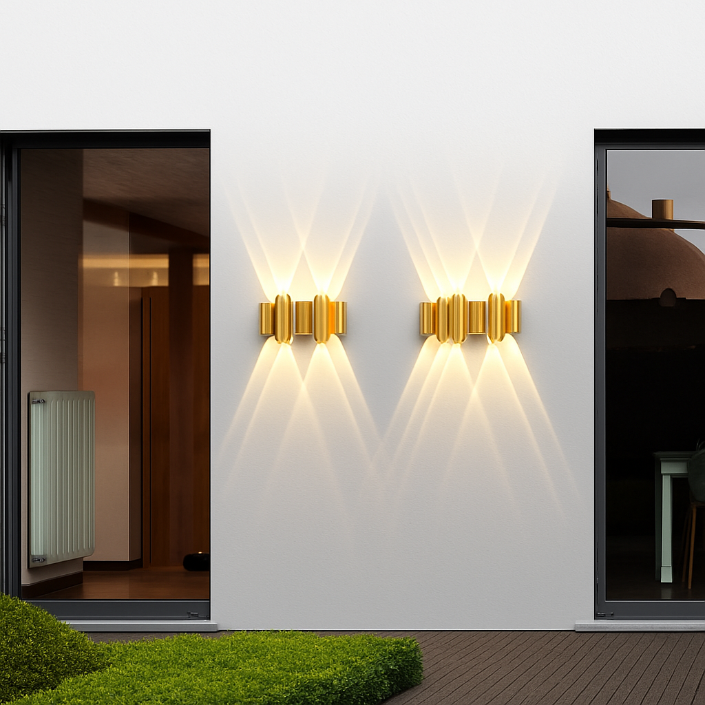 Applique murale extérieures imperméables modernes simples en aluminium lumière extérieure applique intérieure noir or fond applique murale luminaire - vue 3 sur 6