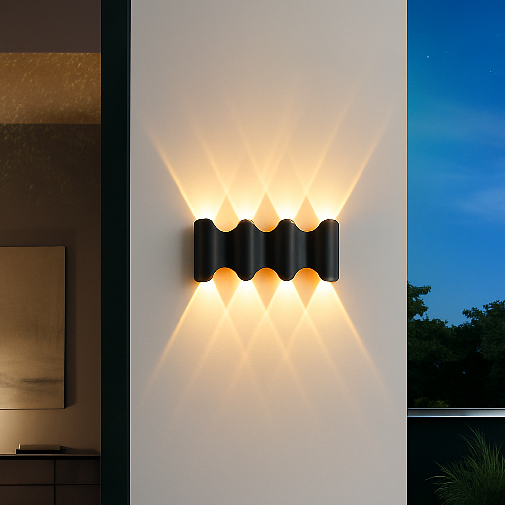Applique murale extérieures imperméables modernes simples en aluminium lumière extérieure applique intérieure noir or fond applique murale luminaire - vue 4 sur 6