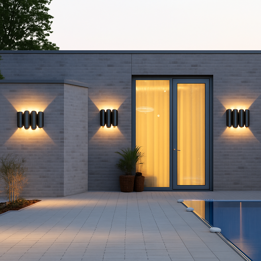 Applique murale extérieures imperméables modernes simples en aluminium lumière extérieure applique intérieure noir or fond applique murale luminaire - vue 4 sur 5