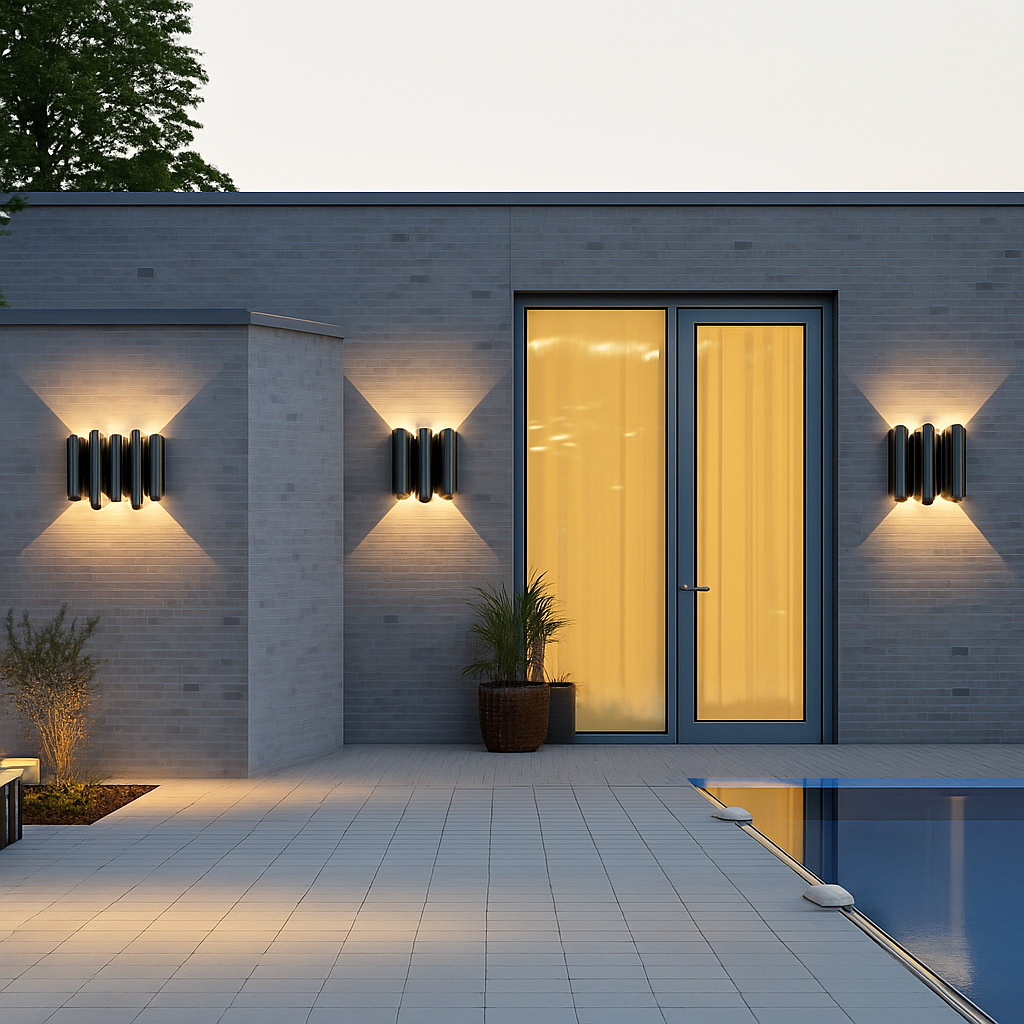 Applique murale extérieures imperméables modernes simples en aluminium lumière extérieure applique intérieure noir or fond applique murale luminaire - vue 5 sur 6