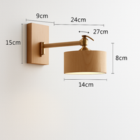 Iwhd ash and walnut wood wall light with pull chain switch