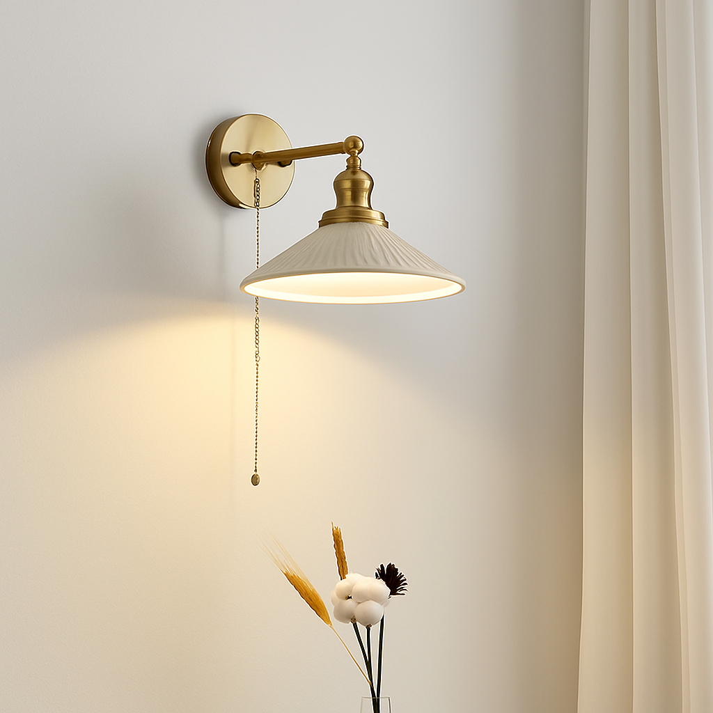 applique murale japonaise en céramique luminaire nordique en laiton - vue 7 sur 11
