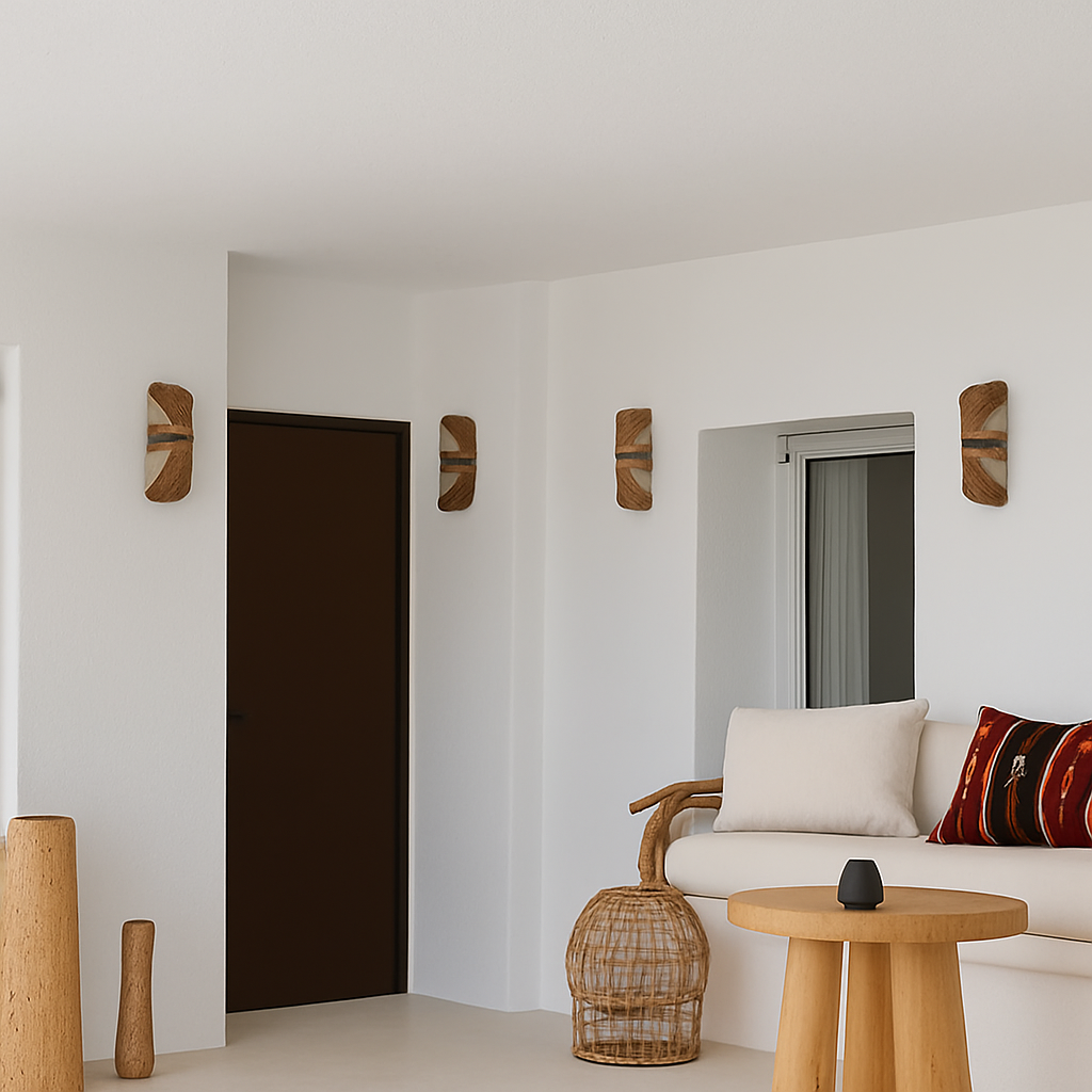 applique murale japonaise en rotin tissé avec corde de chanvre rétro - vue 7 sur 8