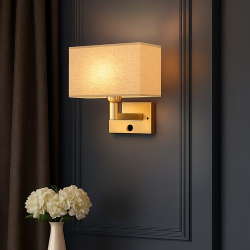 Applique murale Led avec abat-jour en tissu