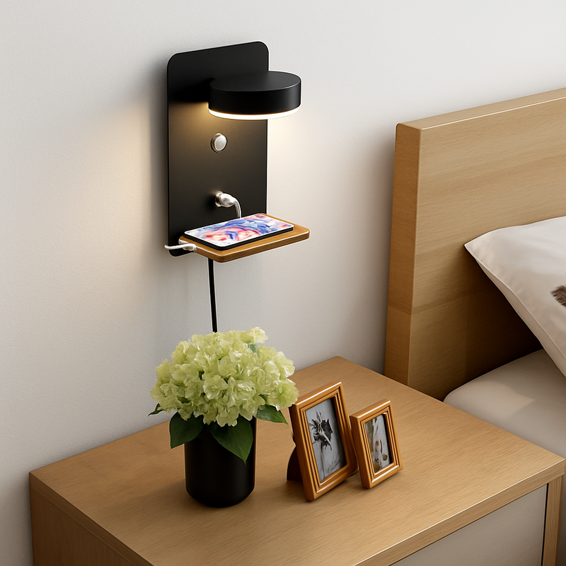 applique murale led avec chargeur usb et interrupteur décoratif