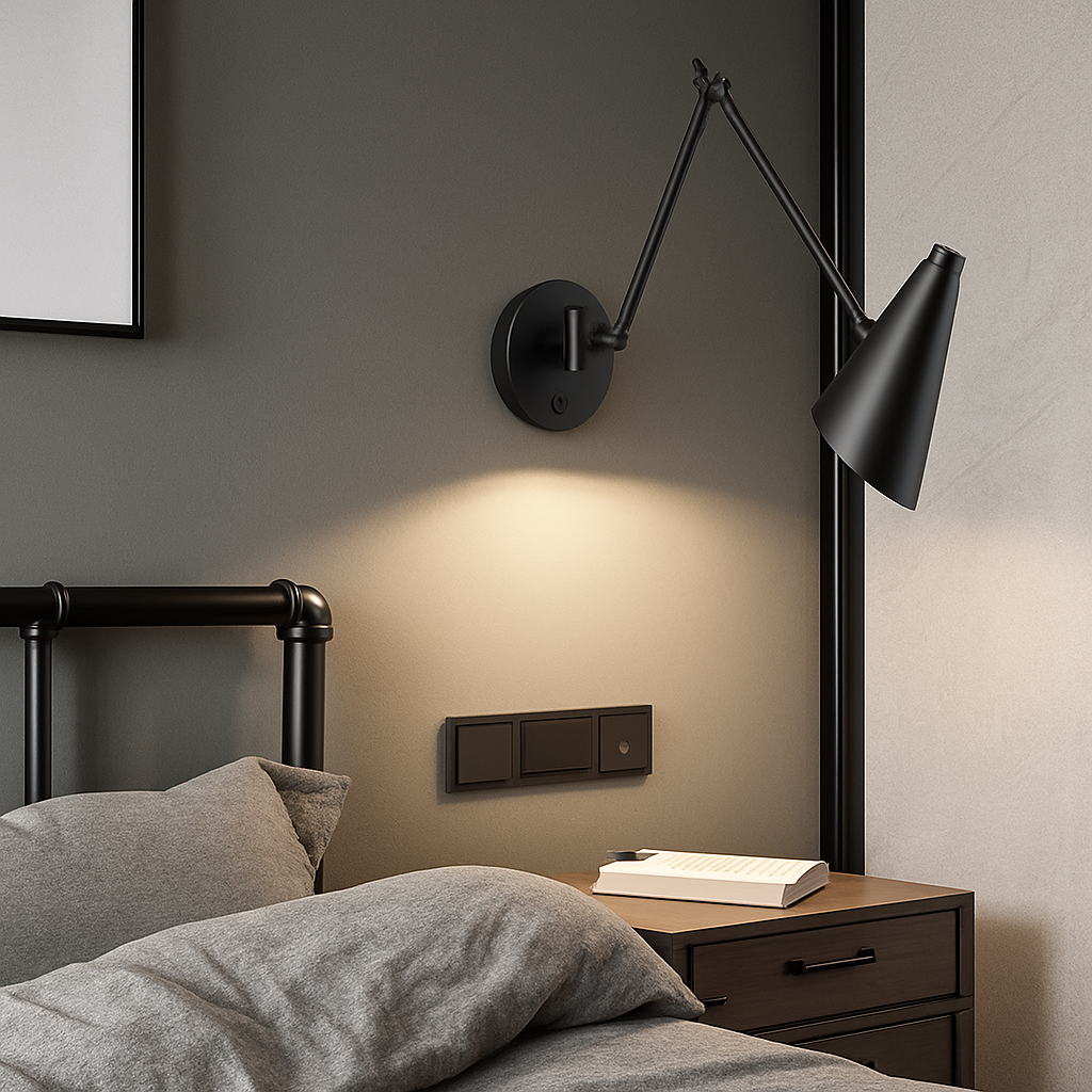 Applique murale LED à bras Long pivotant réglable avec capteur tactile moderne - vue 6 sur 21