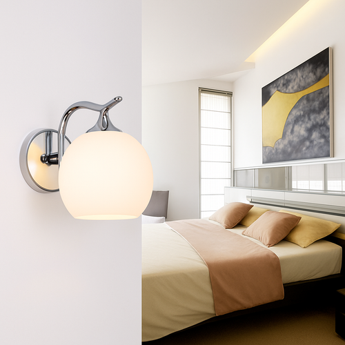 Applique murale LED chromé avec boule en verre Creative