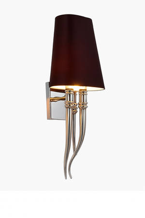 Chrome LED wall light with Hotel lampshade