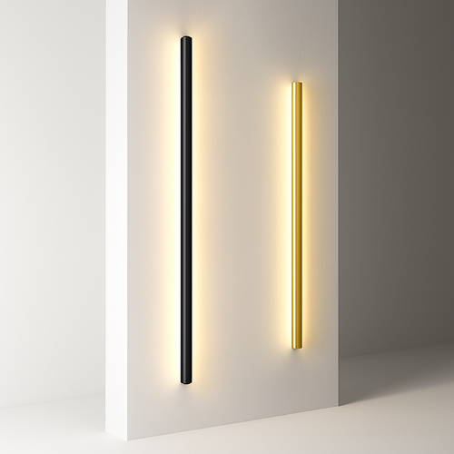 minimalist cuboid LED wall light in aluminum with dimmable remote control - vue 2 sur 22
